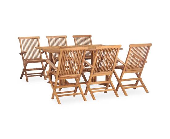 Set mobilier de exterior pliabil, 7 piese, lemn masiv de tec