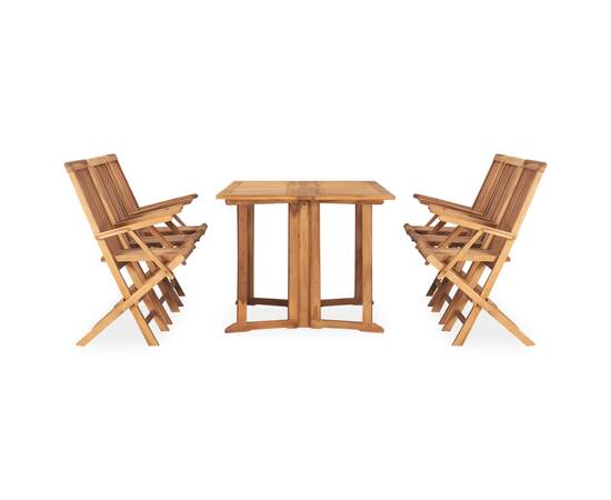 Set mobilier de exterior pliabil, 7 piese, lemn masiv de tec, 2 image