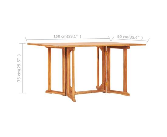 Set mobilier de exterior pliabil, 7 piese, lemn masiv de tec, 11 image