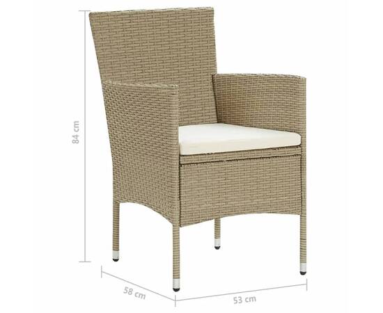 Set mobilier de grădină cu perne, 7 piese, bej, poliratan, 11 image