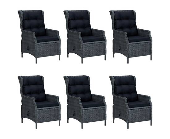 Set mobilier exterior cu perne, 7 piese, gri închis, poliratan, 3 image