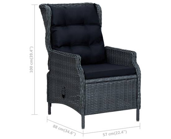 Set mobilier exterior cu perne, 7 piese, gri închis, poliratan, 11 image