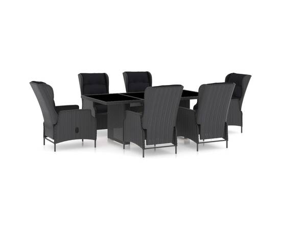 Set mobilier exterior cu perne, 7 piese, gri închis, poliratan, 2 image