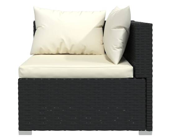 Canapea cu 3 locuri, cu perne, negru, poliratan, 6 image