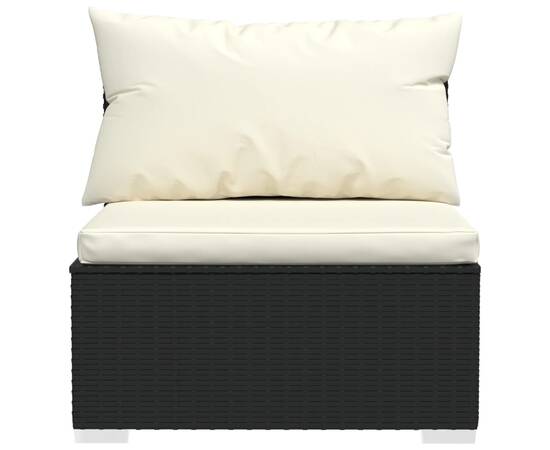 Canapea cu 3 locuri, cu perne, negru, poliratan, 4 image