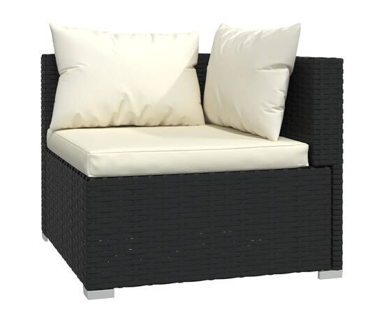 Canapea cu 3 locuri, cu perne, negru, poliratan, 5 image