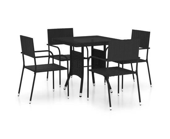 Set mobilier de grădină, 5 piese, negru, poliratan, 2 image