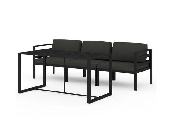 Set mobilier de grădină cu perne, 4 piese, antracit, aluminiu, 2 image