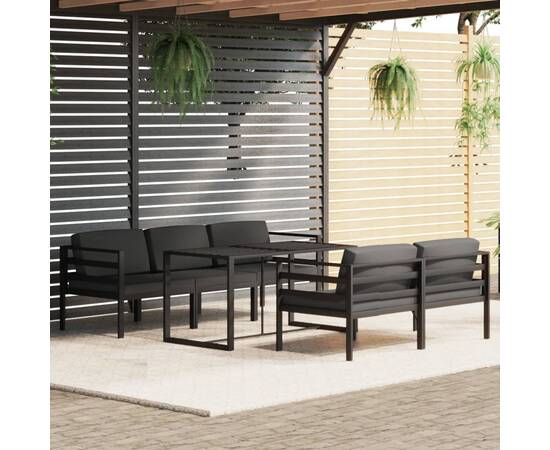 Set mobilier de grădină cu perne, 6 piese, antracit, aluminiu