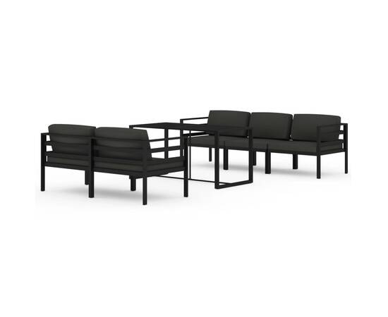 Set mobilier de grădină cu perne, 6 piese, antracit, aluminiu, 2 image