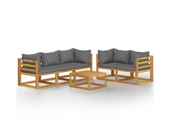 Set mobilier de grădină cu perne, 6 piese, lemn masiv de acacia, 2 image