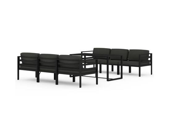 Set mobilier de grădină cu perne, 7 piese, antracit, aluminiu, 2 image