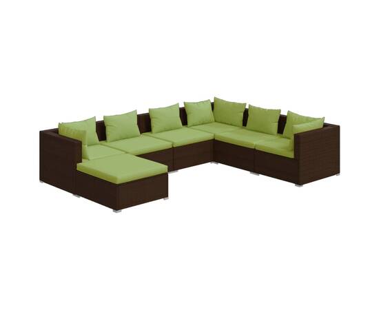 Set mobilier de grădină cu perne, 7 piese, maro, poliratan, 2 image