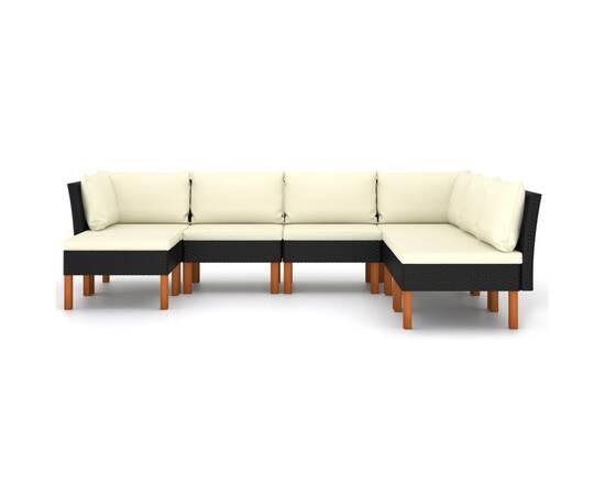 Set mobilier de grădină cu perne, 7 piese, negru, poliratan, 3 image