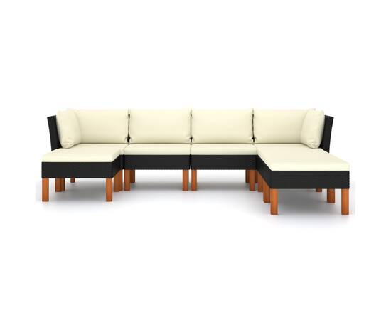 Set mobilier de grădină cu perne, 7 piese, negru, poliratan, 3 image