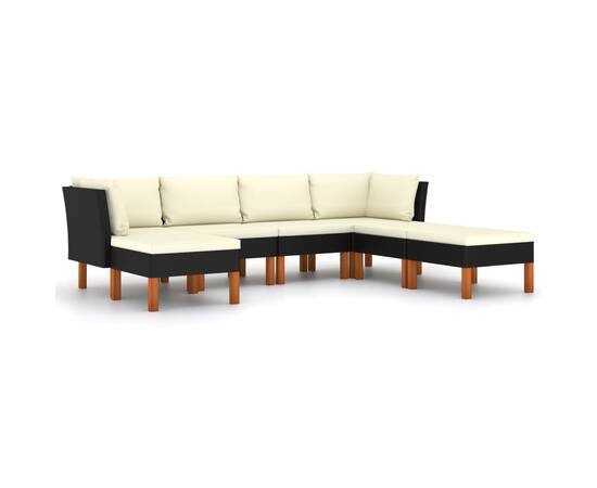 Set mobilier de grădină cu perne, 7 piese, negru, poliratan, 2 image