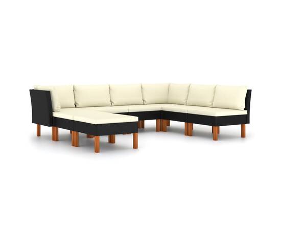 Set mobilier de grădină cu perne, 8 piese, negru, poliratan, 2 image