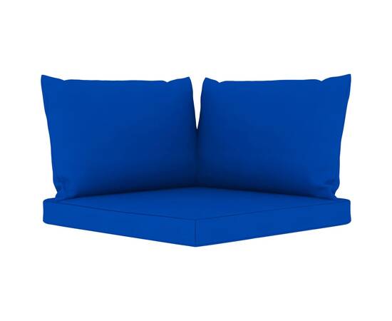 Canapea de grădină paleți, 2 locuri, perne albastre, lemn pin, 9 image