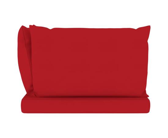 Canapea de grădină paleți, 2 locuri, perne roșii, lemn pin, 11 image