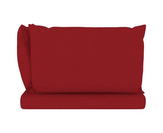Canapea de grădină paleți, 2 locuri, perne roșu vin, lemn pin, 11 image