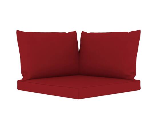 Canapea de grădină paleți, 2 locuri, perne roșu vin, lemn pin, 9 image