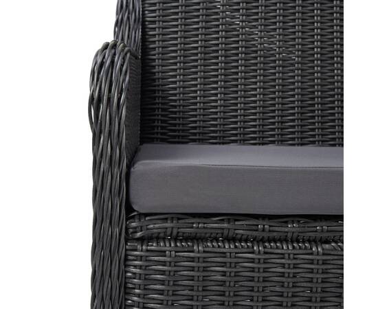 Set mobilier de exterior, 9 piese, negru, poliratan, 11 image