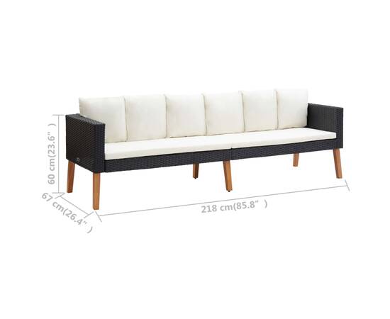 Set mobilier de grădină cu perne, 2 piese, negru, poliratan, 11 image