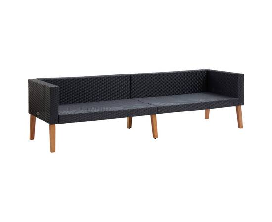 Set mobilier de grădină cu perne, 2 piese, negru, poliratan, 7 image