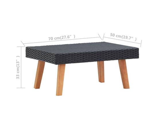 Set mobilier de grădină cu perne, 2 piese, negru, poliratan, 10 image