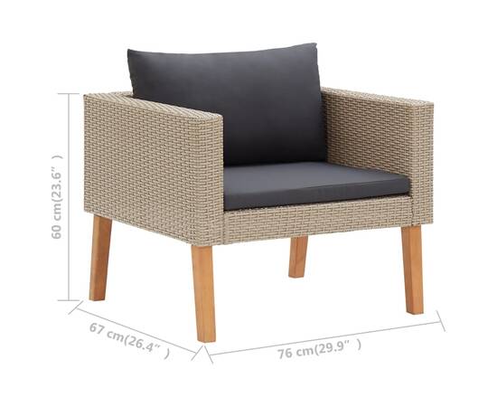 Set mobilier de grădină cu perne, 5 piese, bej, poliratan, 10 image