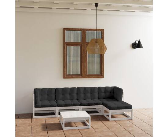 Set mobilier de grădină cu perne, 6 piese, lemn masiv de pin