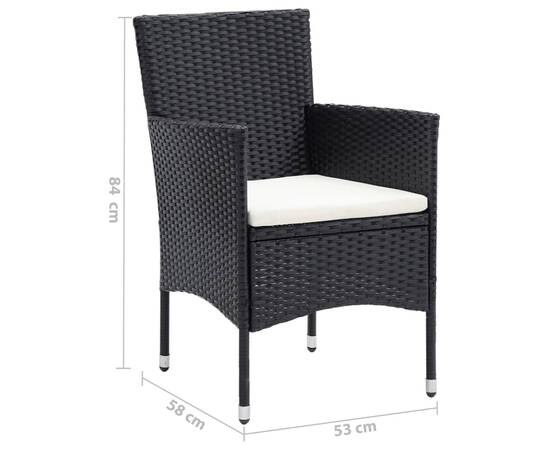 Set mobilier de grădină cu perne, 7 piese, negru, poliratan, 11 image