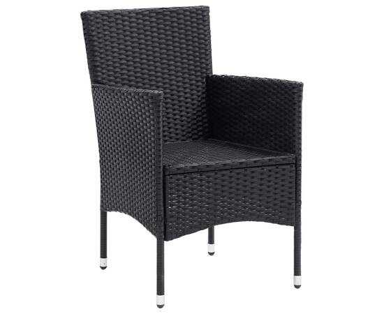 Set mobilier de grădină cu perne, 7 piese, negru, poliratan, 5 image