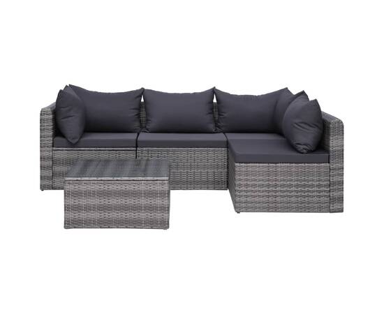 Set mobilier de grădină cu perne, 8 piese, gri, poliratan, 7 image