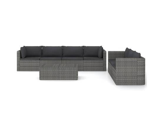 Set mobilier de grădină cu perne, 8 piese, gri, poliratan, 2 image