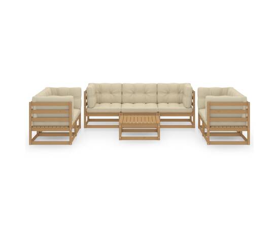 Set mobilier de grădină cu perne, 8 piese, lemn masiv pin, 3 image