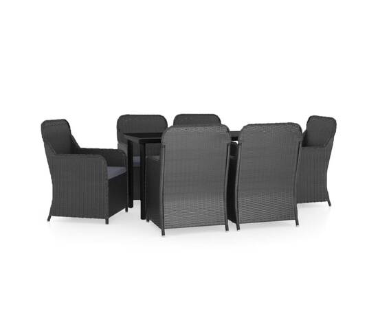 Set mobilier pentru grădină, cu perne, 7 piese, negru, 2 image