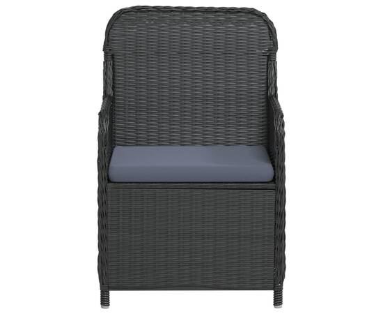 Set mobilier pentru grădină, cu perne, 7 piese, negru, 4 image