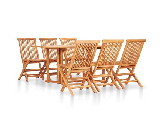 Set mobilier de exterior pliabil, 7 piese, lemn masiv de tec