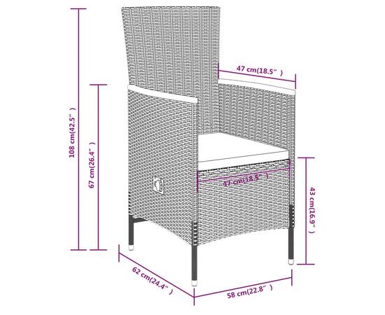 Set mobilier pentru grădină, cu perne, 5 piese, gri, 9 image