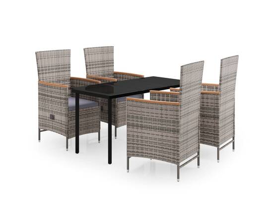 Set mobilier pentru grădină, cu perne, 5 piese, gri, 2 image