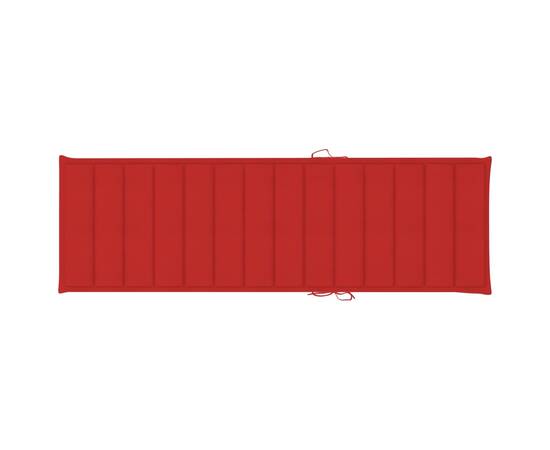 Șezlong cu pernă roșie, lemn de pin tratat, 5 image