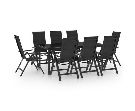 Set mobilier de grădină, 9 piese, antracit, aluminiu