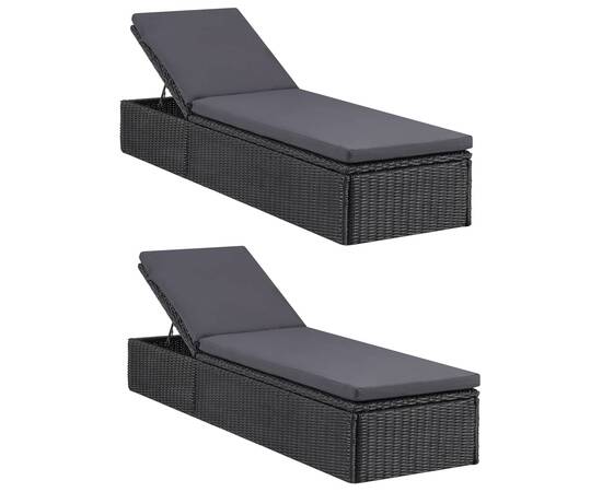 Set mobilier pentru grădină, 9 piese, negru, 11 image