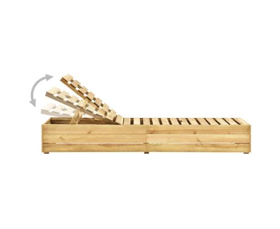 Șezlong de grădină cu masă și pernă, lemn de pin tratat, 8 image