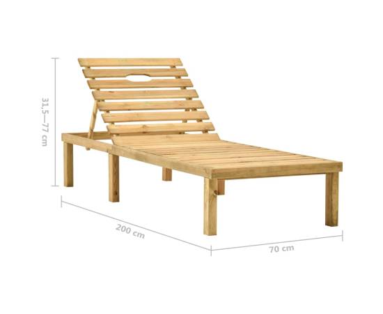 Șezlong de grădină cu masă și pernă, lemn de pin tratat, 9 image