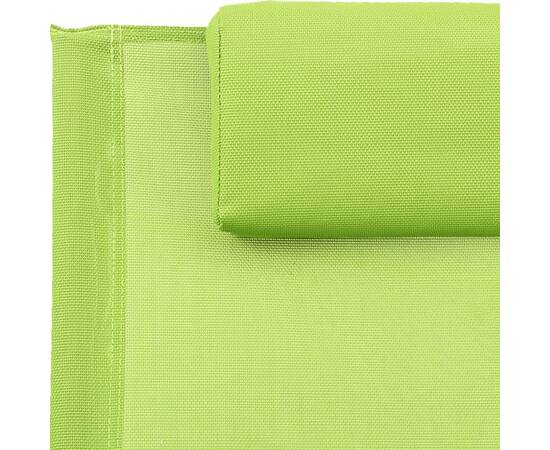Șezlong cu pernă, verde, oțel și textilenă, 6 image