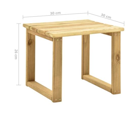 Șezlong de grădină cu masă și pernă, lemn de pin tratat, 11 image