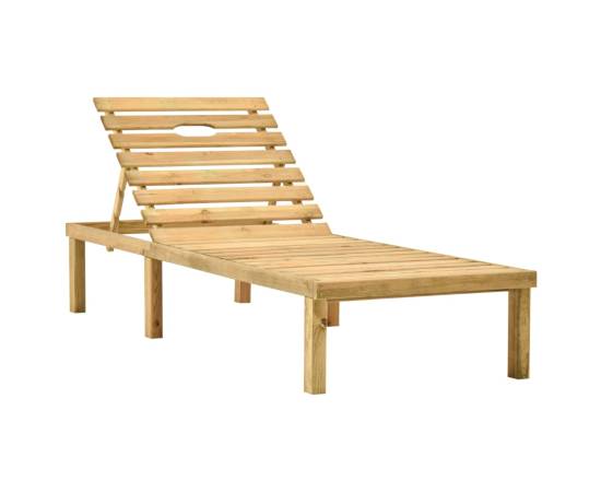 Șezlong de grădină cu masă și pernă, lemn de pin tratat, 3 image