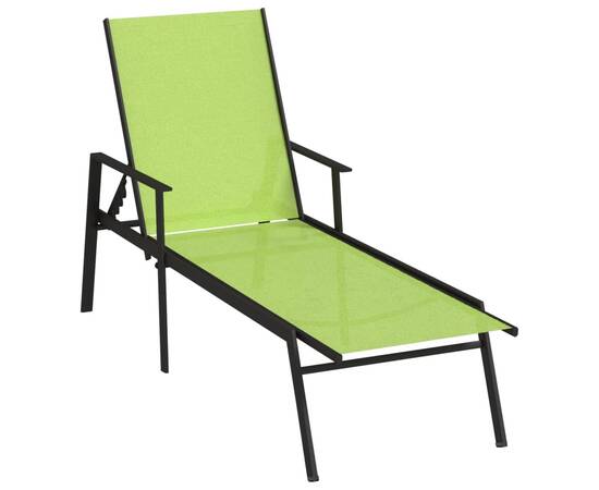 Șezlong, verde, oțel și țesătură de textilenă, 2 image